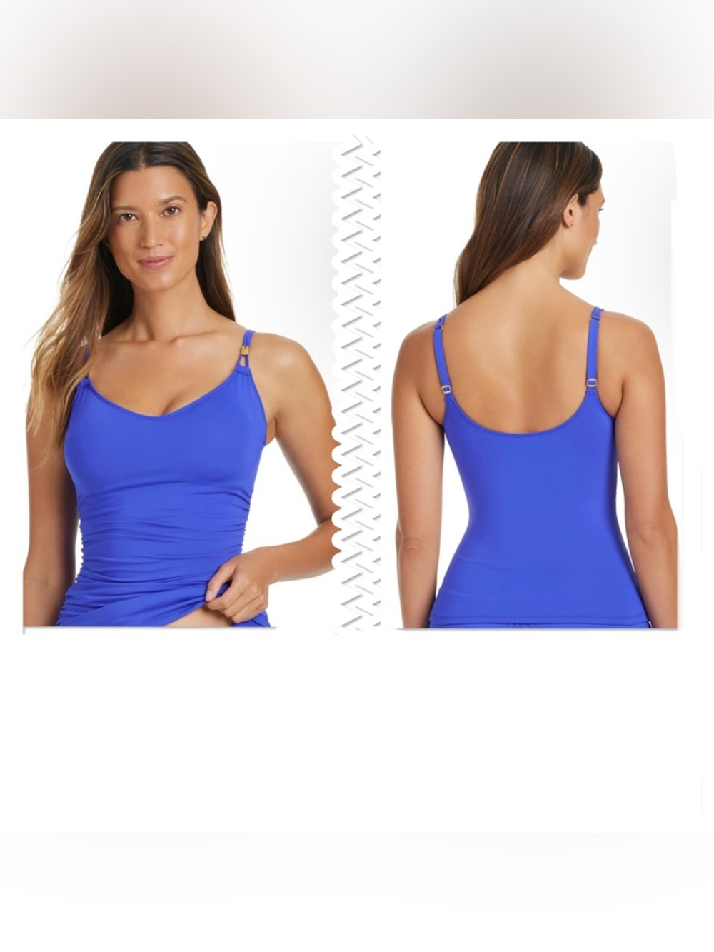 Bleu Rod Beattie Kore Scoop Neck Underwire Tankini Top Royal Blue Size 6